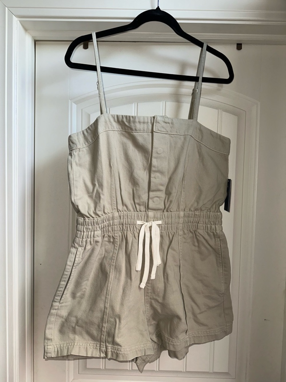 Women's Denim Romper Beach Size Medium Khaki Green With Pockets Universal Thread